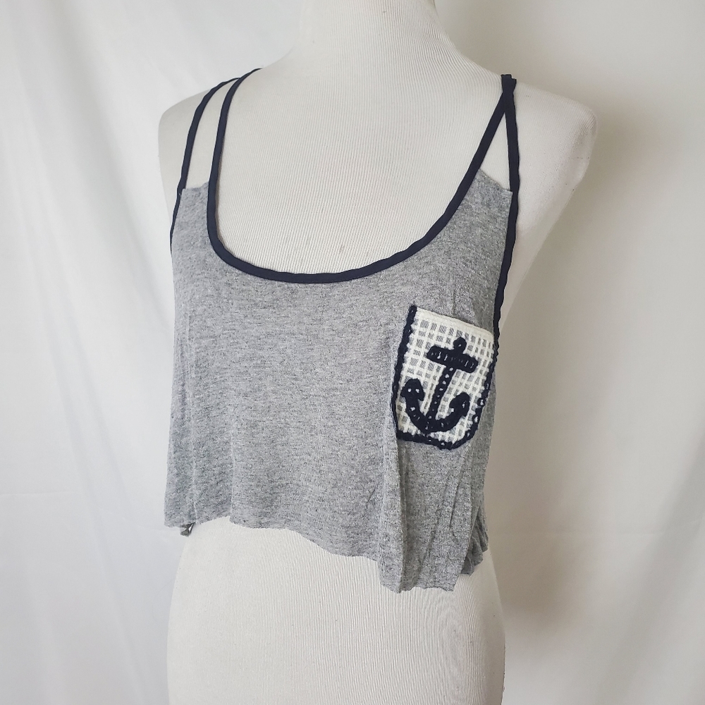 Nautical crop top gray camisole